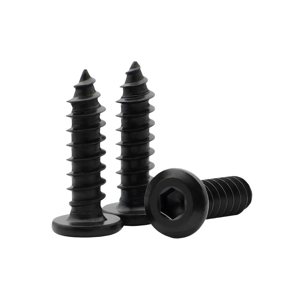 304 Stainless Steel Black Countersunk Hex Socket Self-Tapping Furniture Screw with Thin Flat Head