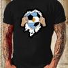 Camiseta para Hombre Talla Europea con Diseño de Bandera de Argentina - Diseño de Sol de Fútbol, Camiseta de Streetwear para el Día a Día
