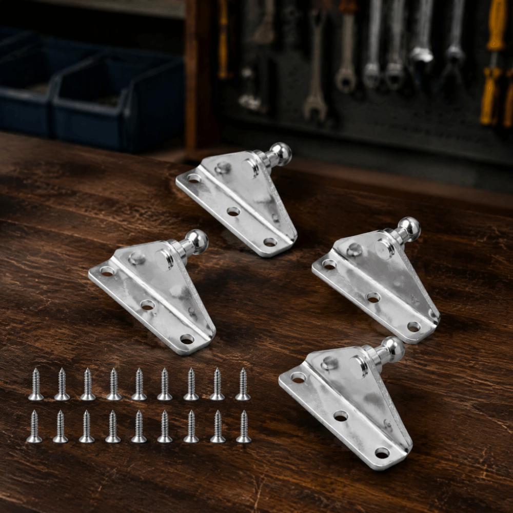 4pcs 10mm Ball Stud Gas Strut Brackets Zinc Plated Steel L-Type Brackets Lift Supports