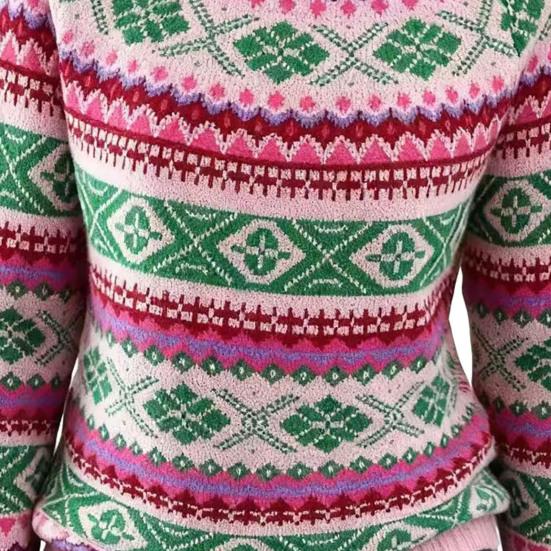 Damtröja Rundhals Långärmad Patchwork Färg Pullover Toppar Lös Passform Höst Vinter Stickade Toppar Stickade Kläder