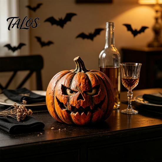 Rustikale Wohnkultur-Dekorationsartikel Halloween Holzkürbis-Figur, Gruseliges Ornament, Herbst Thanksgiving Tischdekoration Tischmitte für Party
