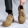Shoes for Men 2024 Fashion Lace Up Leather Casual Shoes Spring and Autumn Round Toe Solid Platform Mid Heel Water Proof Loafers