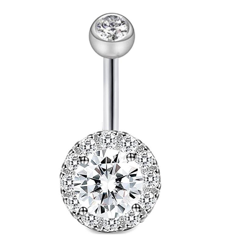 Trendy Unisex Okouzlující Chirurgická Ocel 316L Šperky Piercing Zirkony Módní Dvojitý Kulatý Sexy 1ks Kroužek do Pupíku