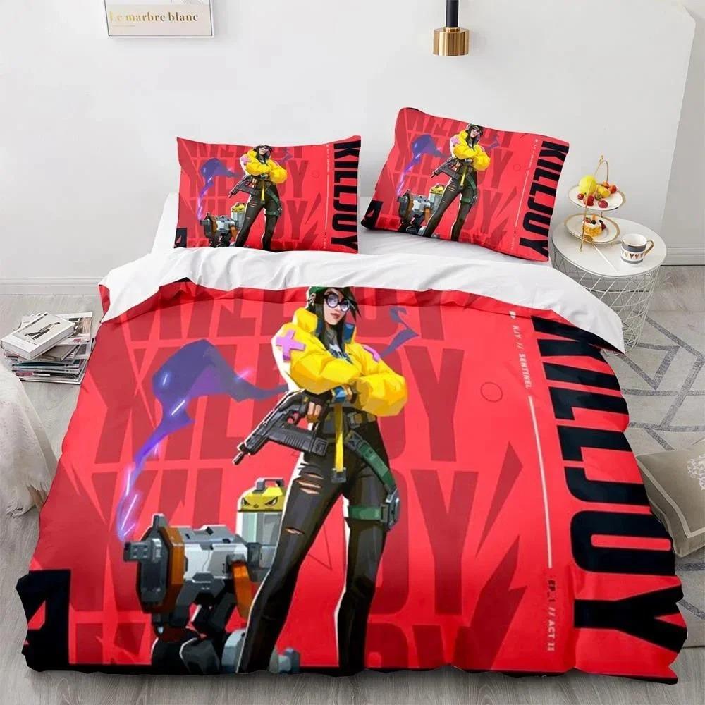 Game Valorant Neon Sleep Bedding Collection Boys Girls Single Size Queen Size Size Quilt Cover Pillowcase Bed Kids Adult Fashion Household