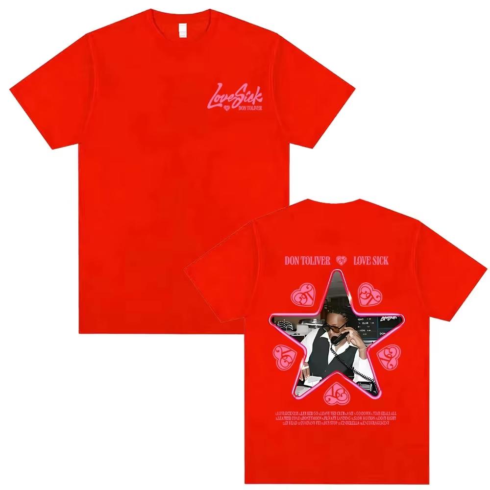 New Hot Sale Rapper Don Toliver Love Sick Graphic T-shirt Men Women Vintage Hip Hop Oversized Streetwear Oversized Tshirt Short Sleeve Casual Clothing