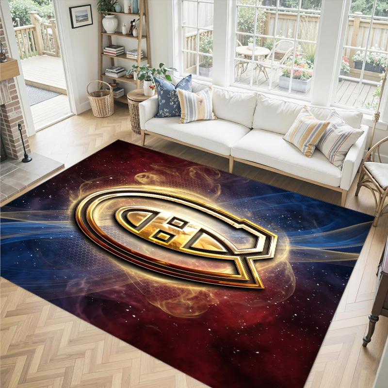 Diseño Montreal Canadiens Alfombra de Terciopelo de Cristal Acogedora No?Alfombra Estampada Antideslizante Para Dormitorio Sala de Estar Entrada