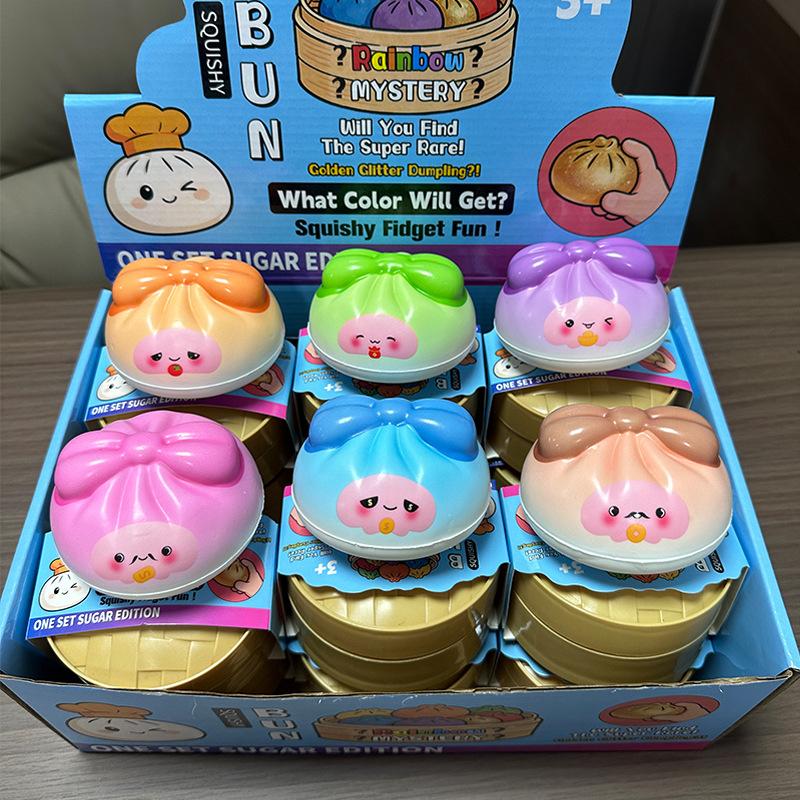 Dumpling Squishies Bun Baozi Dumpling Mystery Box Colorful Food Squishy Sensory Dough Ball Anti Stress Squeeze Balls