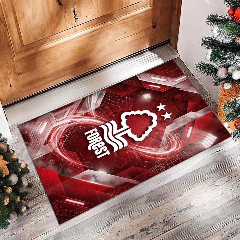 Nottingham Forest Football Print Crystal Velvet Rug, Comfortable Water Absorbent Non Slip Indoor Floor Carpet
