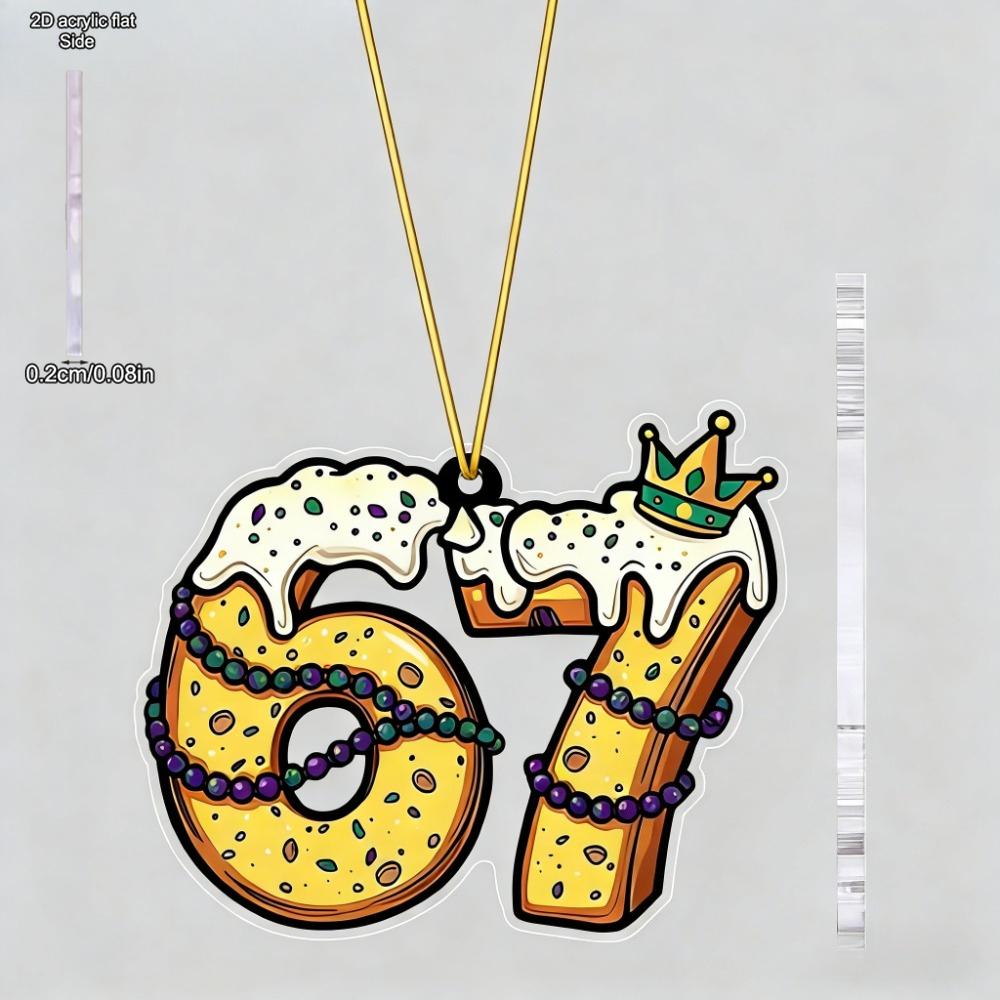 Acrylic Mardi Gras Hanging Ornament | Charming Pendants, Drops & Finials with Number 67 Shaped - Ideal Carnival Gift for Friend & Family