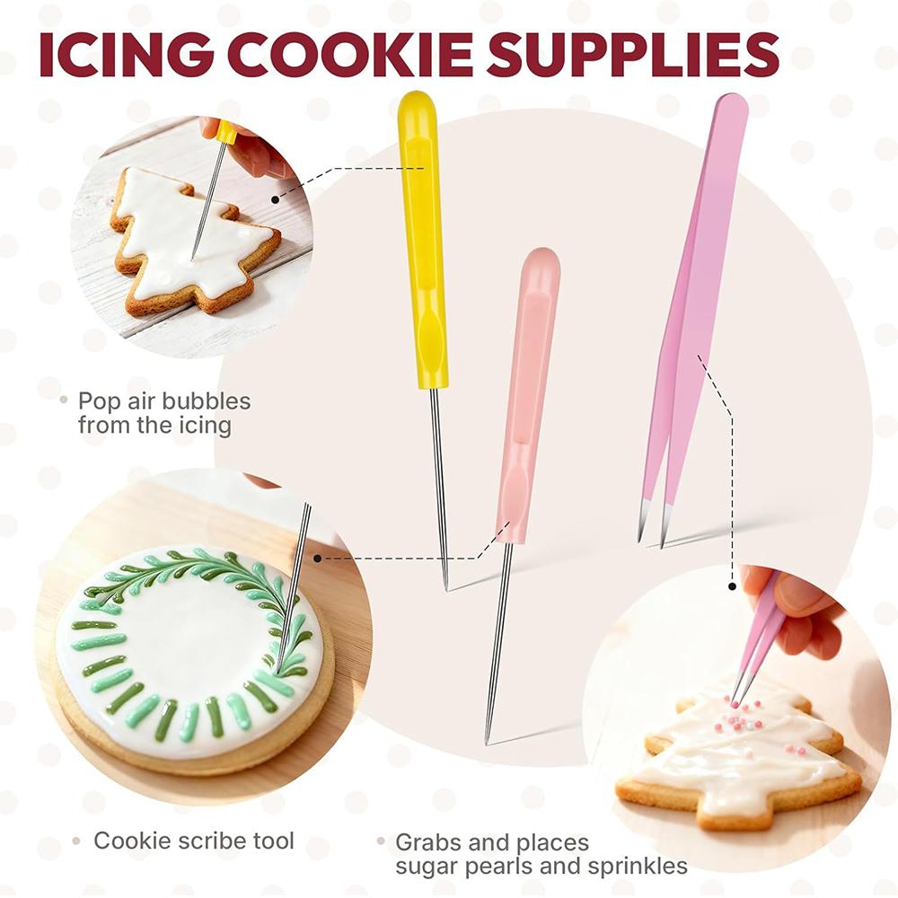 1set Cookie Decorating Kit with Squeeze Writer Bottles, Brush, and Icing Cookie Supplies