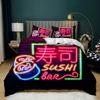 Japanese Style Bedding Set Traditional Kimono Motifs Comforter Cover Queen Size,Tokyo Duvet Cover Geisha Japan Asian Quilt Cover