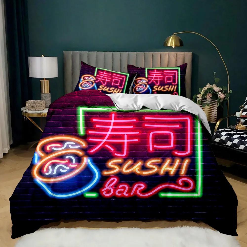Japanese Style Bedding Set Traditional Kimono Motifs Comforter Cover Queen Size,Tokyo Duvet Cover Geisha Japan Asian Quilt Cover