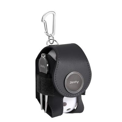 Zesty Golf Ball Case 2 Golf Ball Pouch for Players Who Focus On Functionality Green Fork Marker Regular (Black, Type)