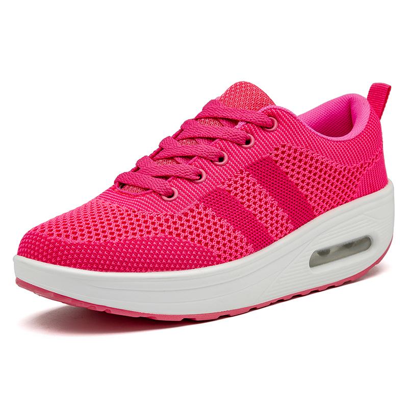Autumn Fly-Woven Mesh Breathable Sports Casual Shoes Platform Rocking Shoes Women'S Shoes Air Cushion Shoes Women