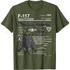 F117 Nighthawk Stealth Fighter Schematic Graphic Tee Men Casual Pure Cotton Tshirt