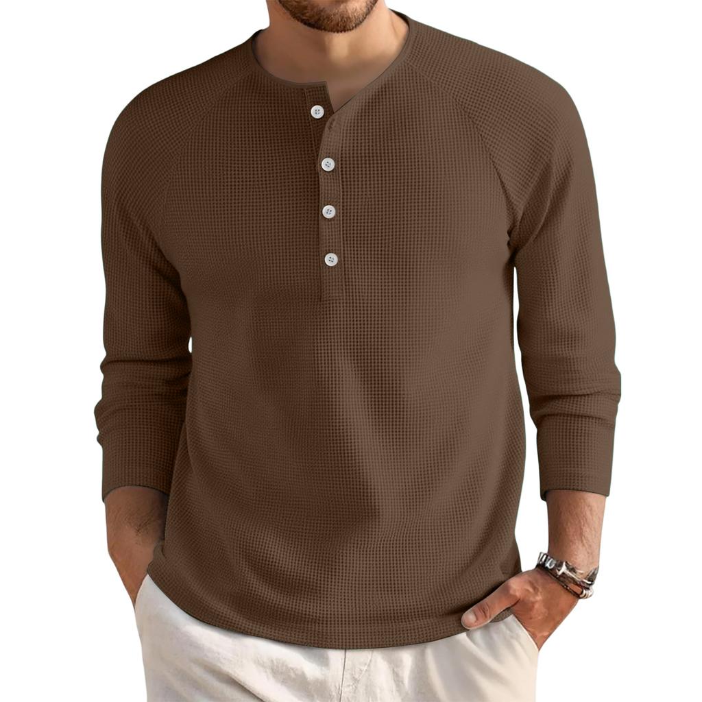 Men's Loose Casual Button Down Collar Long Sleeve Top