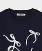 FALLETT Flowing Ribbon Crop Short Sleeve T-Shirt Navy