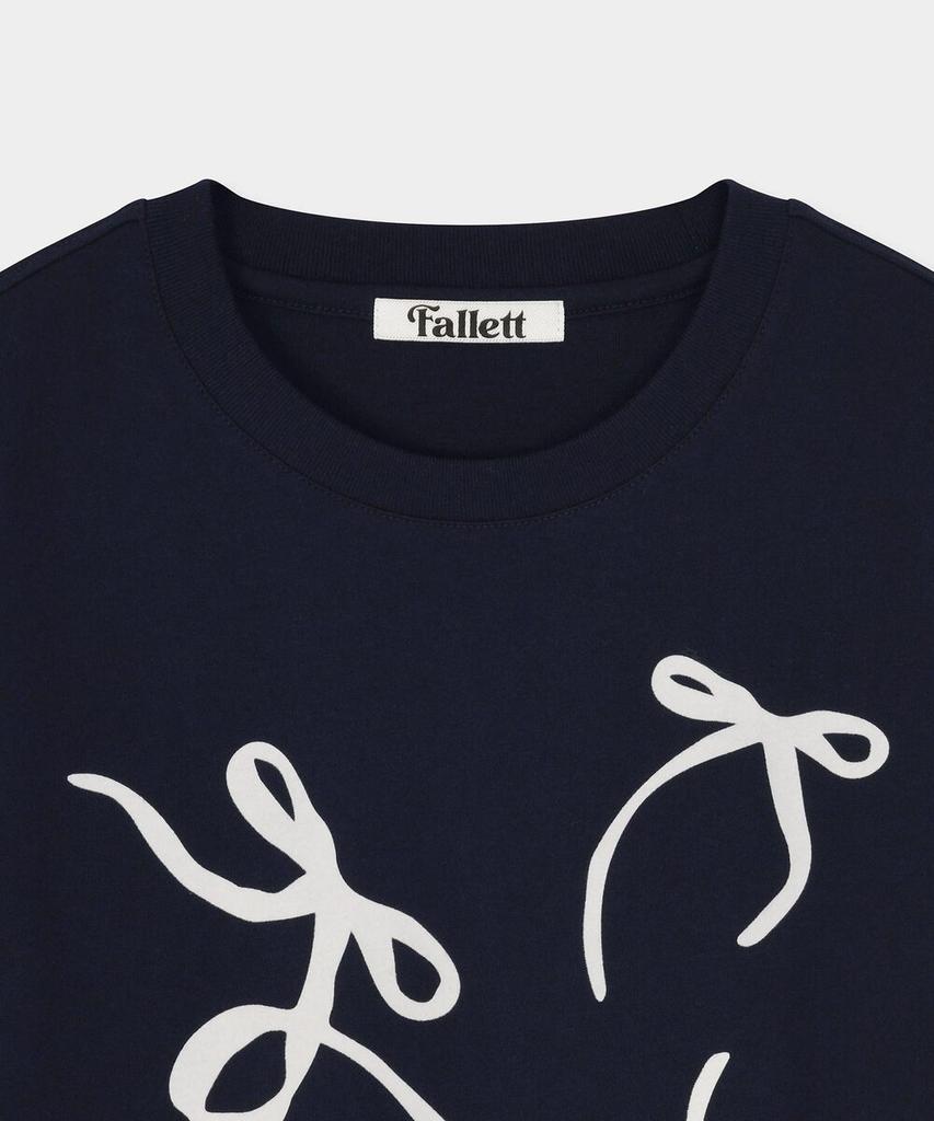 FALLETT Flowing Ribbon Crop Short Sleeve T-Shirt Navy