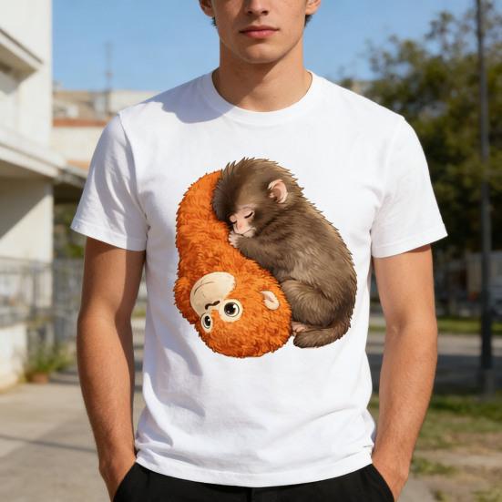 Monkey Team Punch T-Shirt Round Neck Short Sleeve T-Shirt Loose Fit Cute Macaque And Orangutan Summer Tee for Men Teens Street Wear