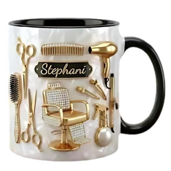 Personalisierte Friseur Tasse Keramik 330ml Friseur Kaffeetasse mit Gold