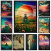 Vintage Poster with Astronaut "space Dreams" Fantasy Flower Night Wall Art Decor for Home Kawaii Decor Rooms Quality Canvas Posters