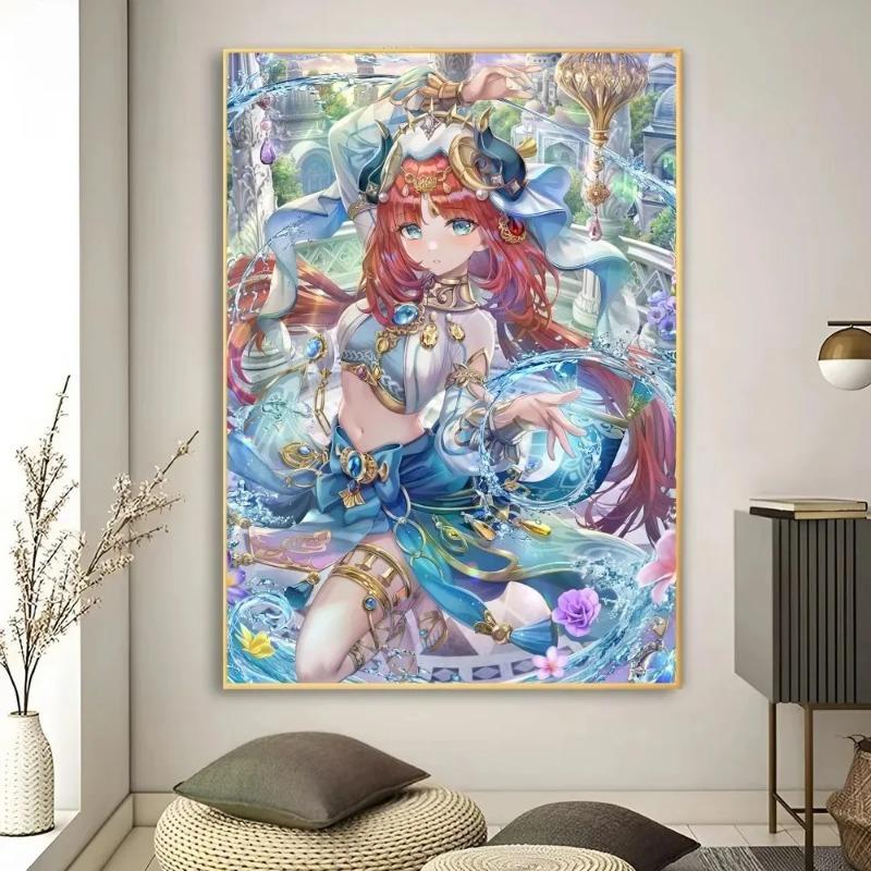 Genshin Impact Anime Game Poster Art Wall Murals Decor Bedroom Office Game Room Decor Gifts Kawaii Canvas Painting Cat Cars