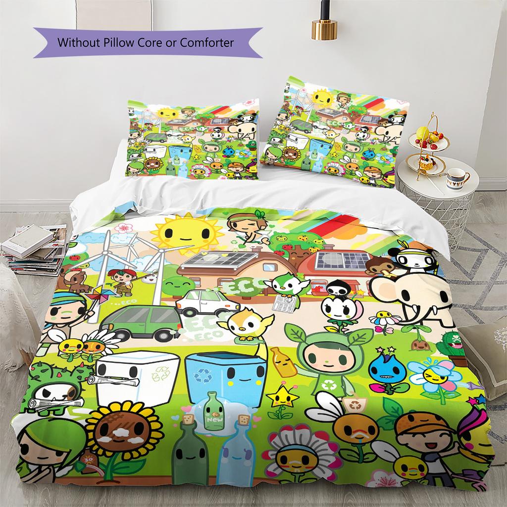 Tokidoki raštu patalynės komplektas su antklode Namų dekoravimas Dovana (1 * antklodės užvalkalas + 2 * pagalvės užvalkalai be šerdies)