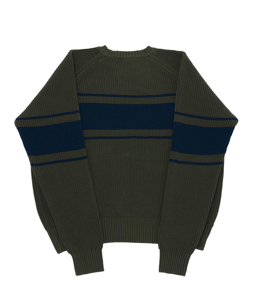 A NOTHING Color-Line 7G Knit Crew-Neck (Khaki)