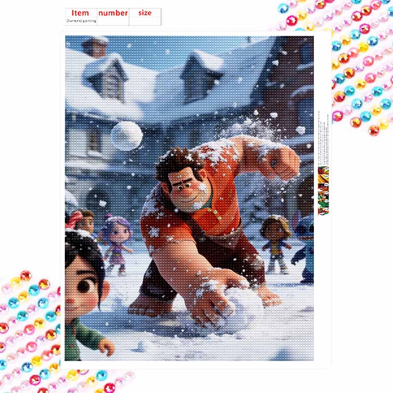 Disney DIY Diamond Painting 5d Full Diamond Cross Stitch Ralph and Vanellope In Snow Living Room Bedroom Decorative Painting