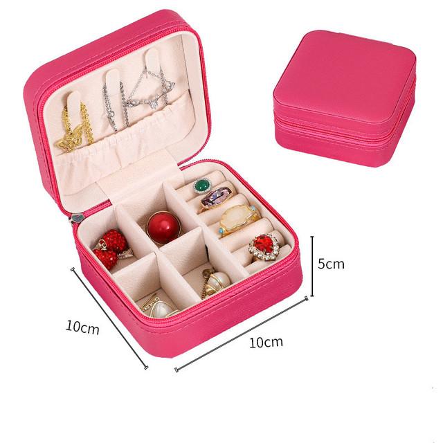 Portable Jewelry Box Jewelry Organizer Display Travel Jewelry Case Boxes Button Leather Storage Zipper Jewelers