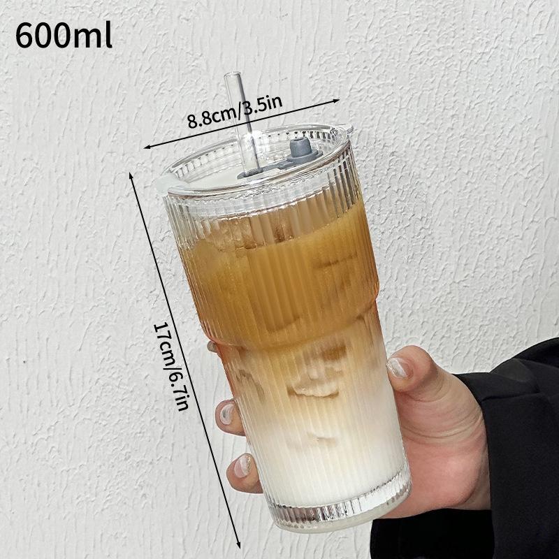 Glass Cups Cold Iced Coffee Mug Transparent Drinking Glasses Coffee Mug Cute Glass Cups Desk Accessorie Aesthetic Cocktail Cup