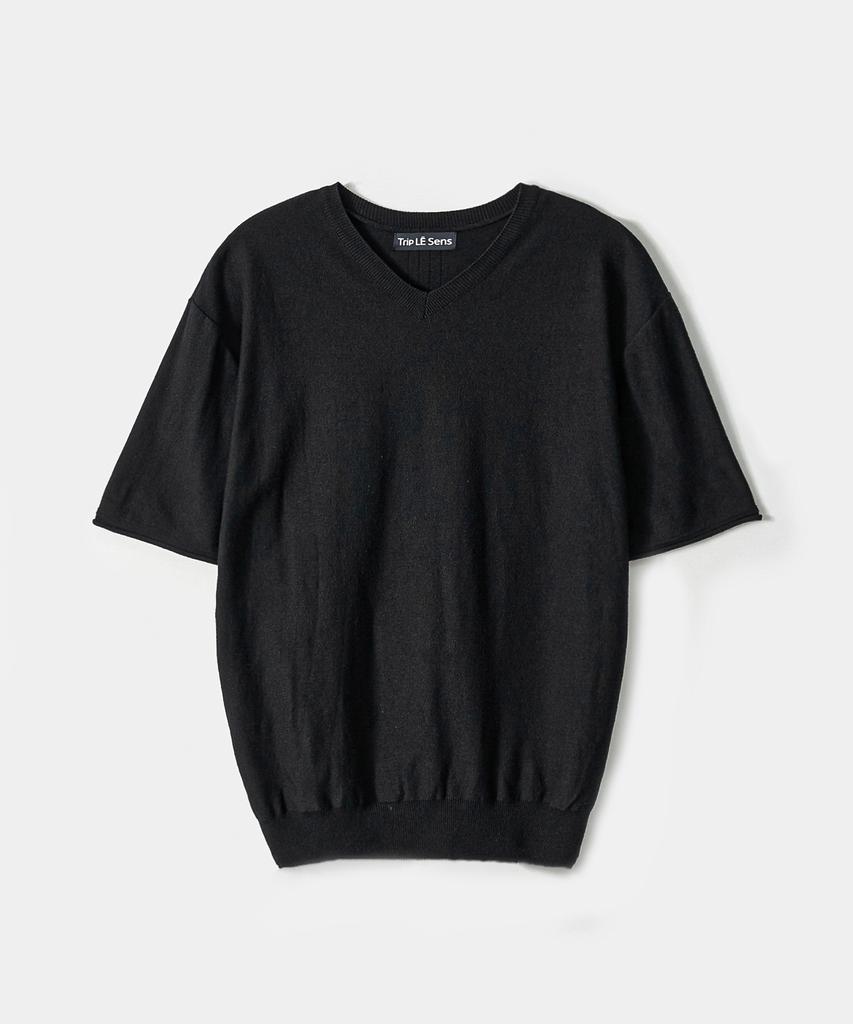 TRIP LE SENS Centre Line Summer V-Neck Half Knit_White