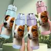 1PC Jack Russell Dog Portrait 750ml Color Plastic Sports Water Bottle Leakproof Flip Straw Lid Suitable for Sports Office Home Use