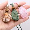 Women Necklace Natural Original Stone Net Packet Irregular Pendant Braided Rope Charms Unisex Love Romantic Gift Chain 50 CM