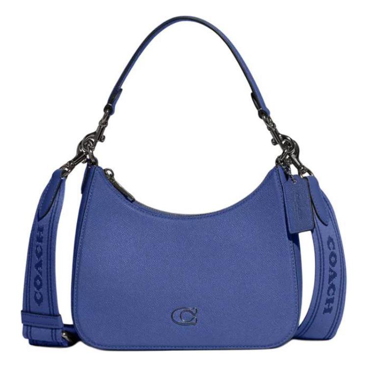 Coach Hobo 22 Zipper Closure Coated Canvas And Leather Crossbody Tote Bag Small Women Handbags Blueberry CJ842-BLB