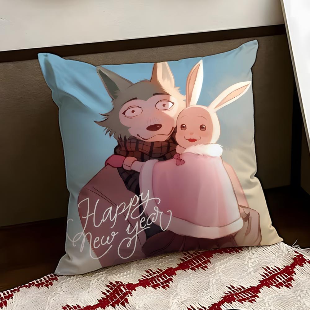 Cartoon BEASTARS Cushion Cover Reversible Soft Durable Pillow Cover Home Car MultiScene Use for Daily Comfort