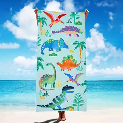 Cartoon Dinosaur Beach Towel Microfiber Bath Towel Soft Absorbent Quick Dry Beach Blanket Swim Accessories
