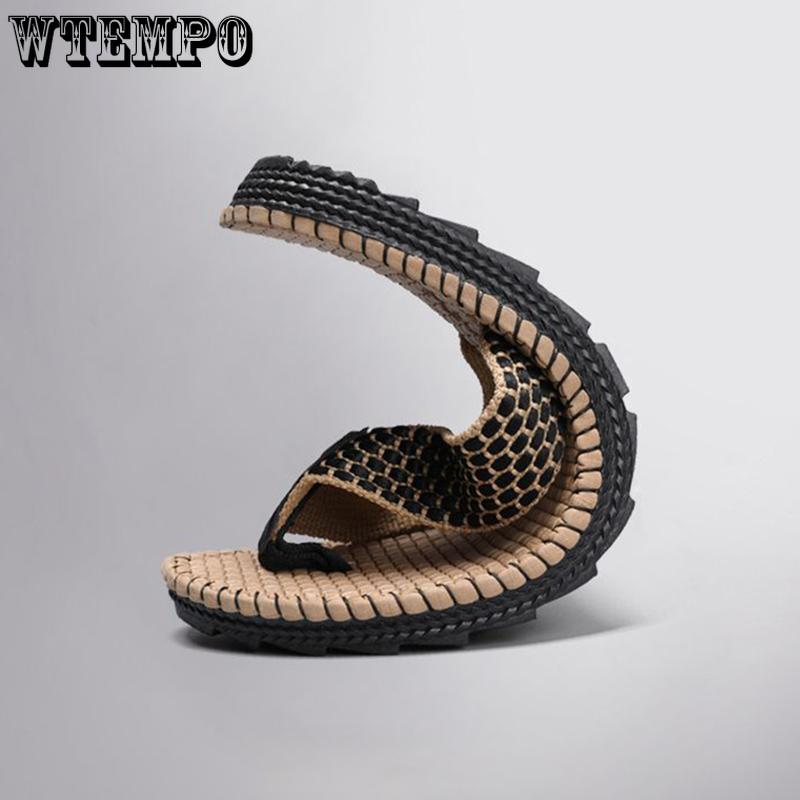 WTEMPO Summer Men's Flip-flops Personality Lightweight Outdoor Soft-soled Slides Non-slip Indoor Slipper Beach Shoes