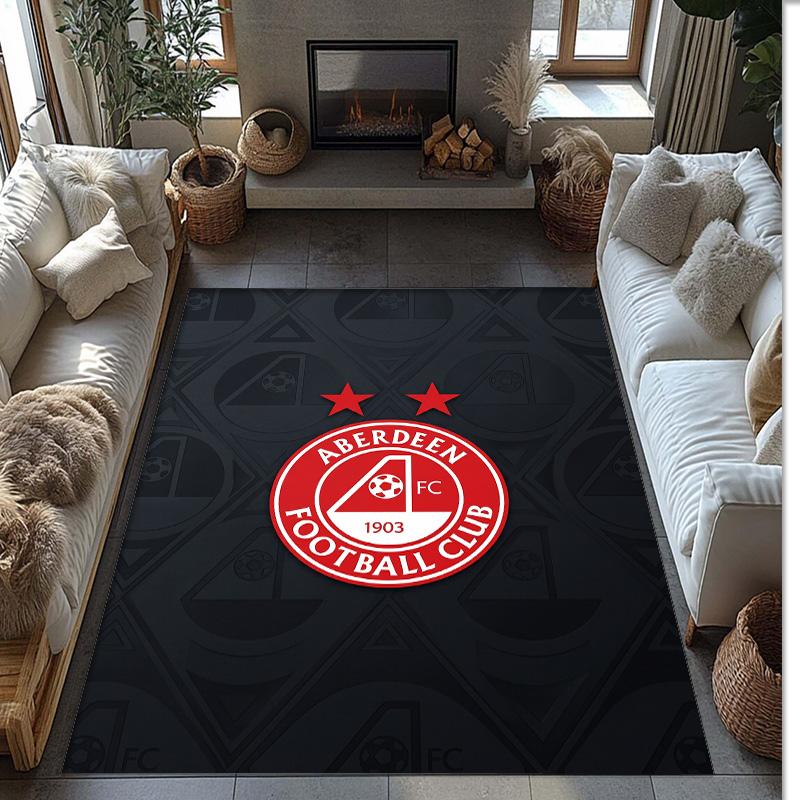 Aberdeen FC Soccer Football Pattern Soft Area Rug Non Slip Indoor Floor Carpet Sports Decor Mat for Bedroom
