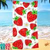 Cartoon Strawberry Seaside Large Bath Towel Absorbent Microfiber Heat Transfer Digital Printing Striped Beach Cotton for Summer
