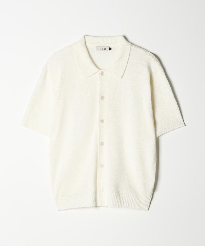 Tradclub Boucle Collar Short Sleeve Cardigan White