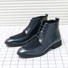 Large Size High-top Shoes Color Matching Leather Boots Men's Autumn and Winter Short Boots European and American Men's Side Zipper Fashion British