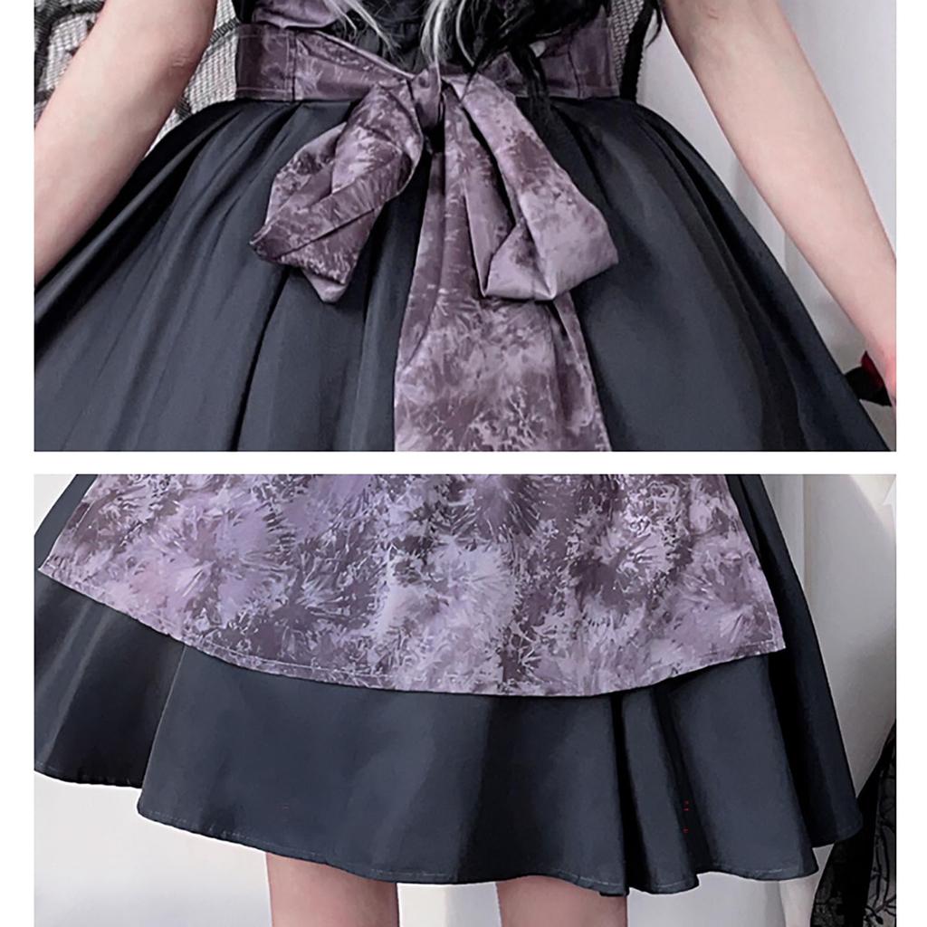 Milky Time Women's Lolita Maid Halloween Costume, Dark Black (M)