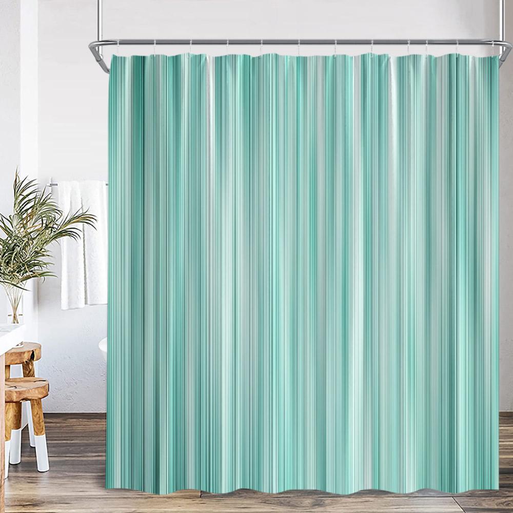 Abstract Geometric Shower Curtain Colorful Wavy Line Art Aesthetic Bathroom Decoration Modern Polyester Bath Curtain With Hook