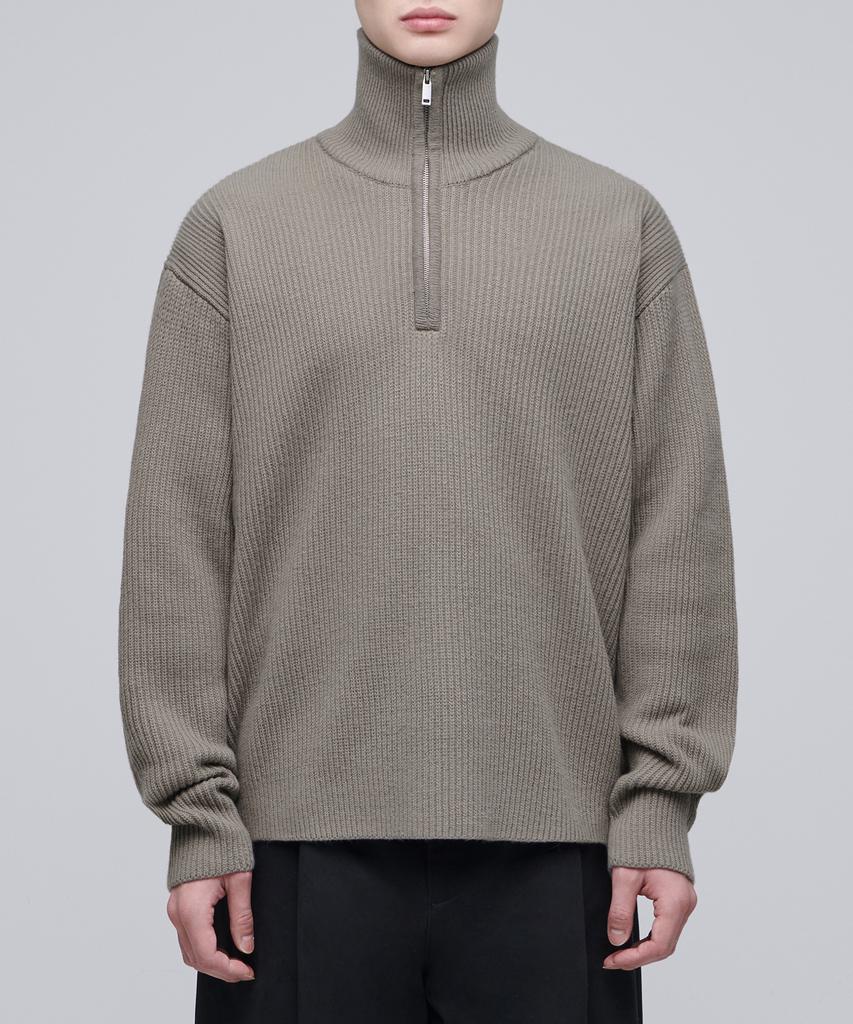 MUSINSA STANDARD Relaxed Ribbed Half Zip-Up Knit [Dusty Beige]