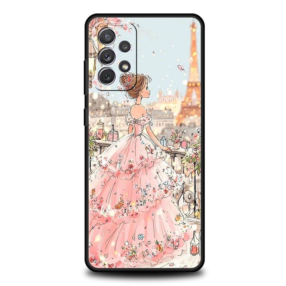 Cartoon Girl Phone Case for Samsung Galaxy A55 A35 A15 A14 A13 A25 A54 A51 A71 A72 A73 A32 A52 A41 5G Soft TPU Shell Fundas Bags