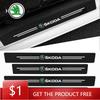 Car Sticker New Leather Car Door Plate Sill Anti Scuff Protector Welcome Pedal Guard Sticker For Kodiaq Superb 2 3 Rapid F   NL6