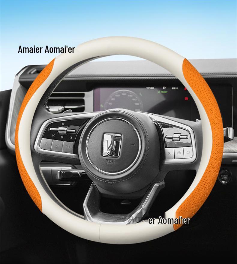 Genuine Leather Steering Wheel Cover for Tank 300/400/500, All-Season, Summer-Ready.