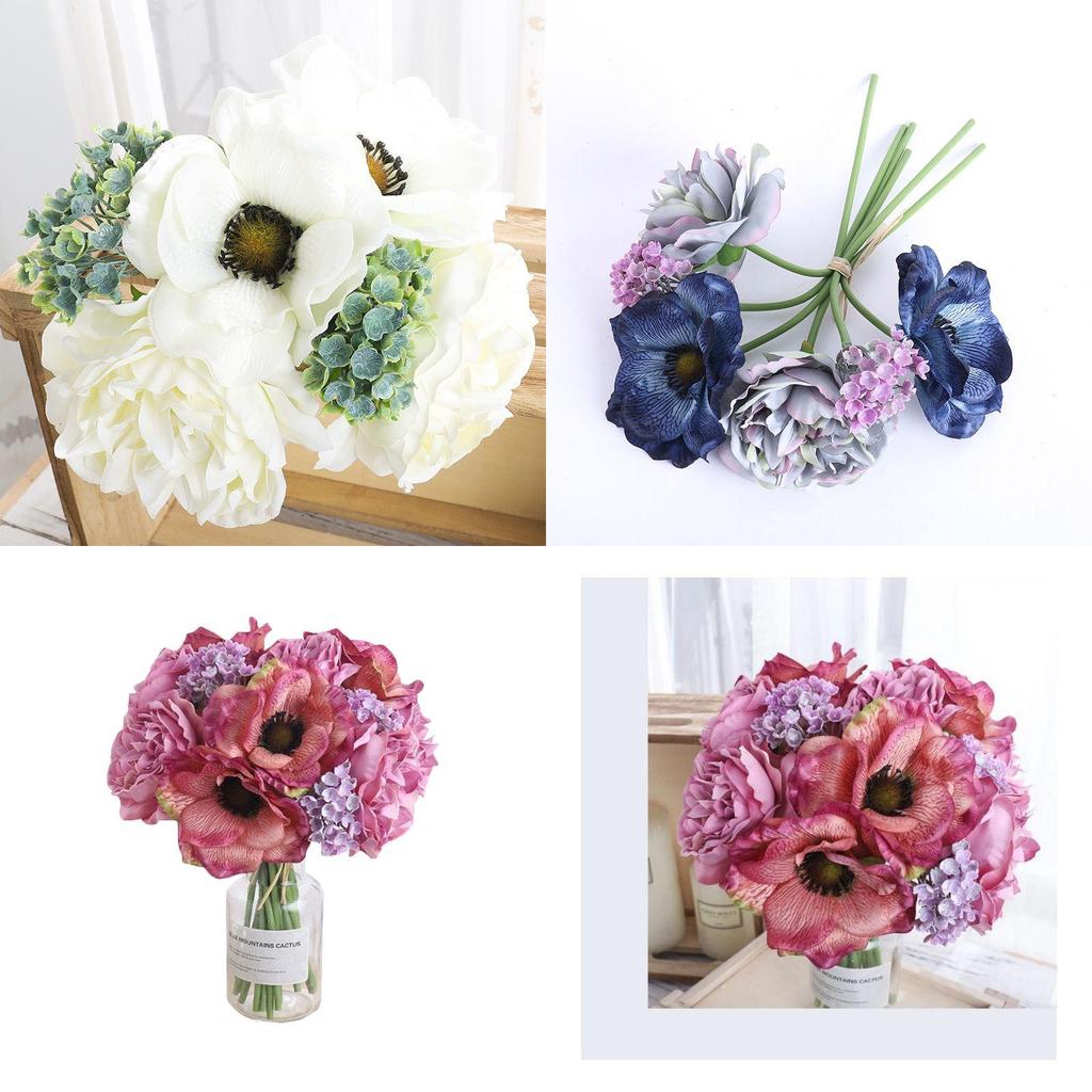 Lush Bouquet Poppy Peony Gypsophila Simulation Flower Ideal For Home Decor And Photography Prop
