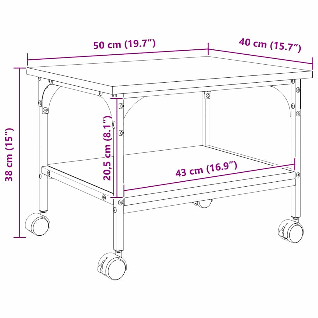 Printer Stand Artisan Oak 50 X 40 X 38 Cm Particleboard